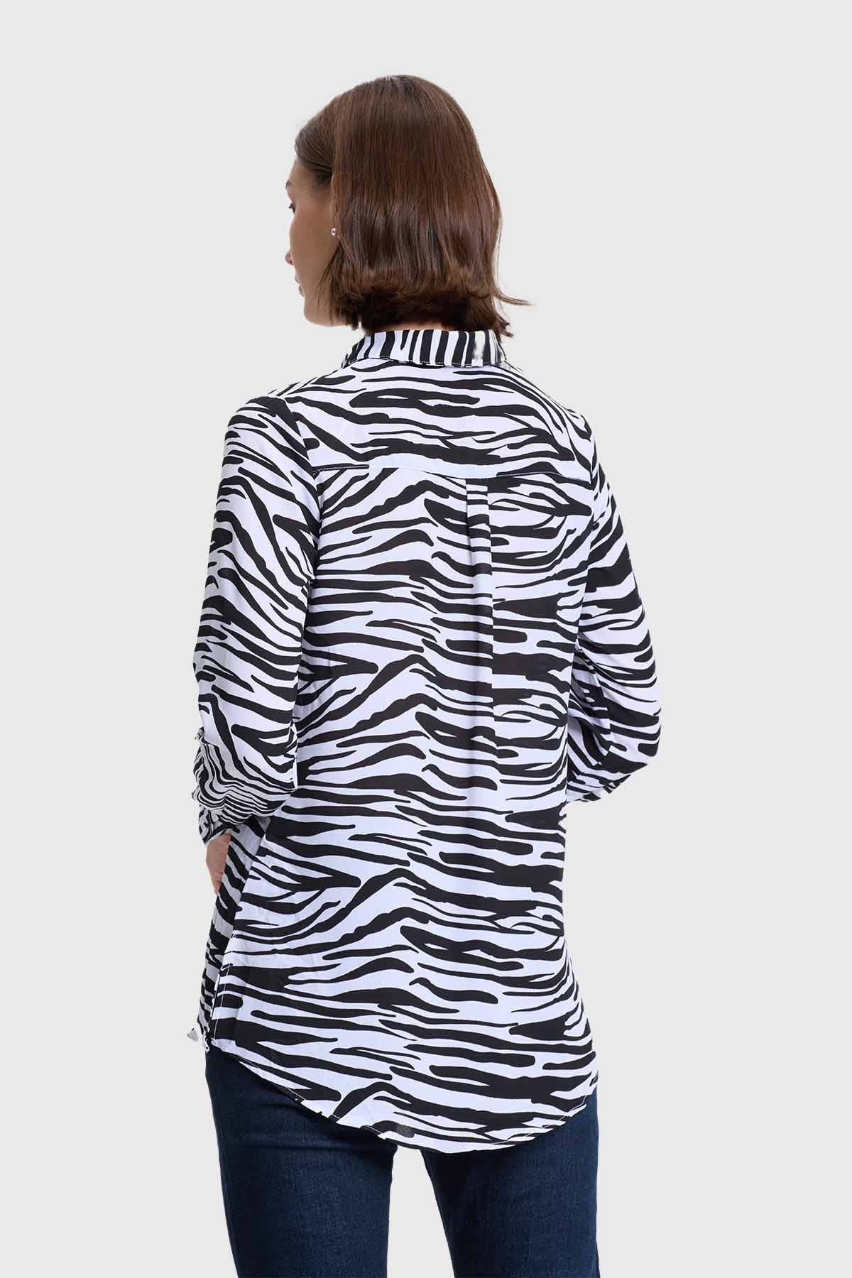 Blusa Mujer Abotonada 2 Bolsillos Negro - Imagen 3