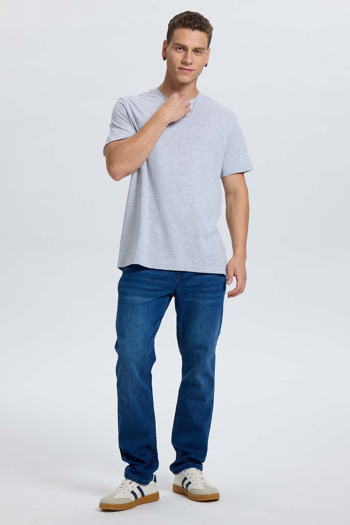 Polera Hombre Regular Fit Básica Gris Melange - Imagen 4