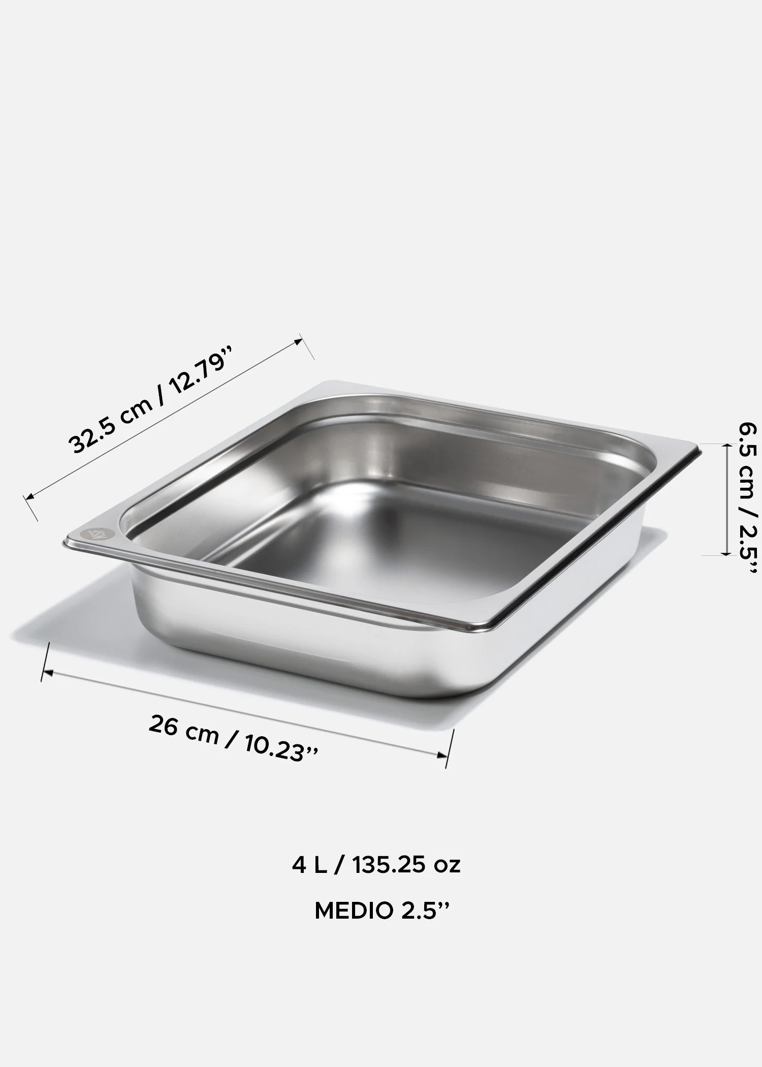 Inserto medio de acero inoxidable NSF profundidad 2.5", 4" y 6". Premium - Imagen 3