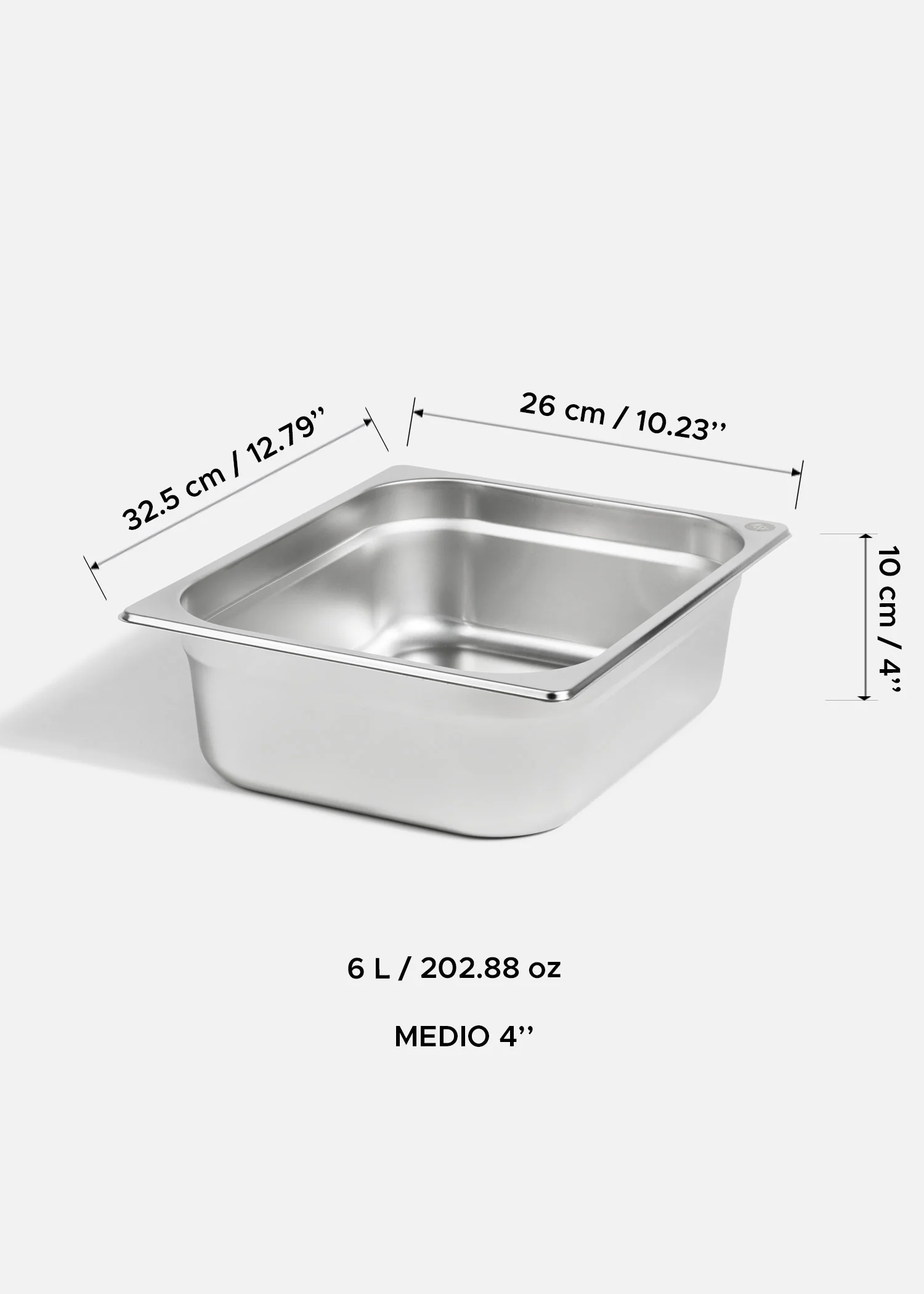 Inserto medio de acero inoxidable NSF profundidad 2.5", 4" y 6". Premium - Imagen 6