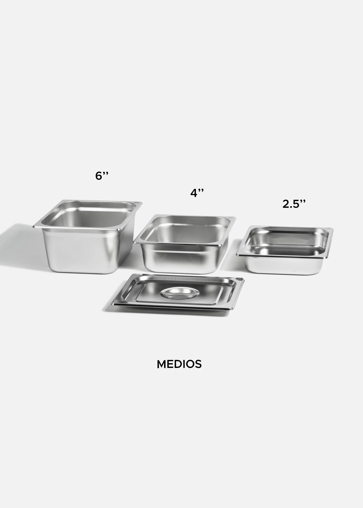 Inserto medio de acero inoxidable NSF profundidad 2.5", 4" y 6". Premium