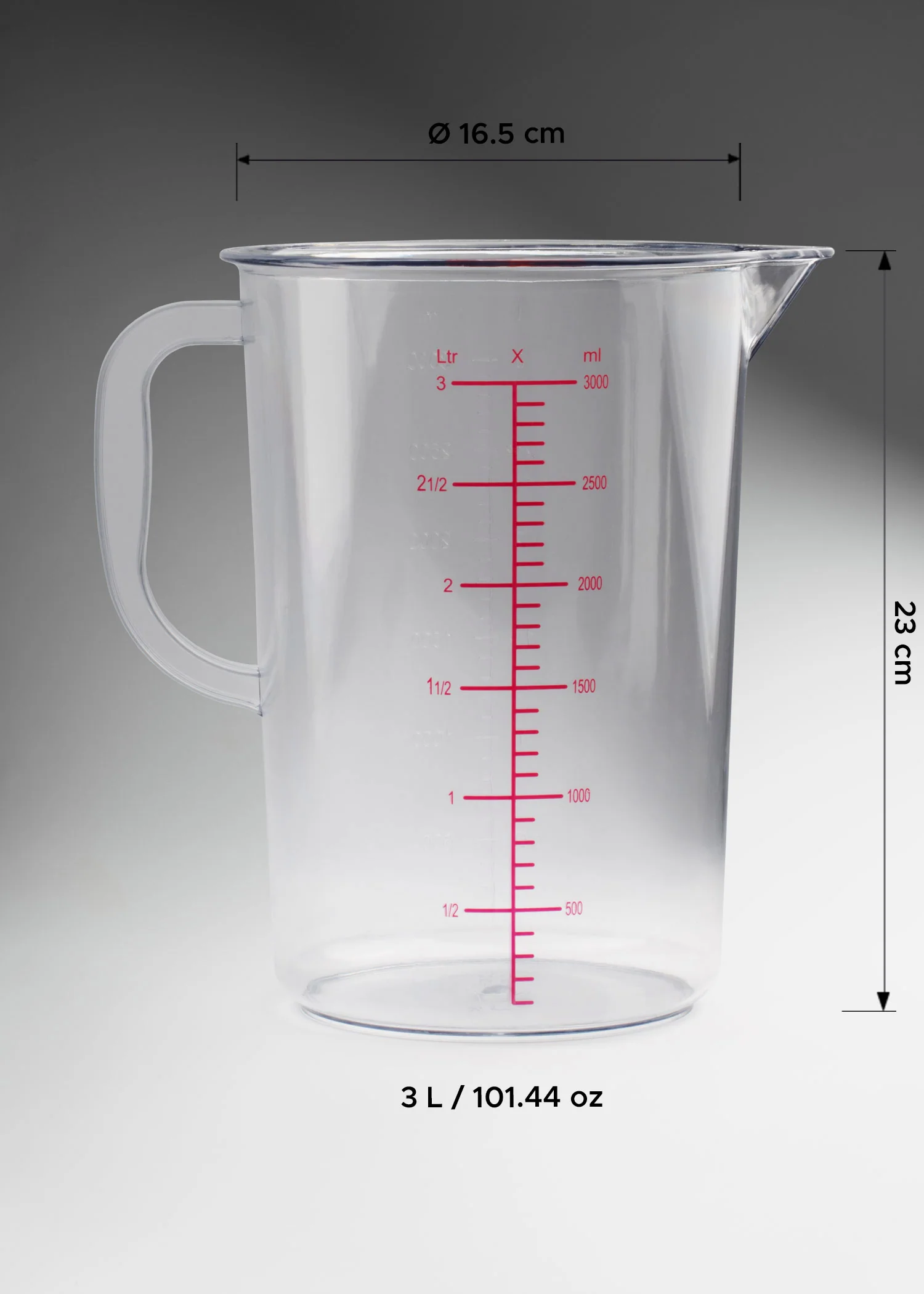 Jarra medidora de policarbonato transparente económica 3 L - Imagen 4